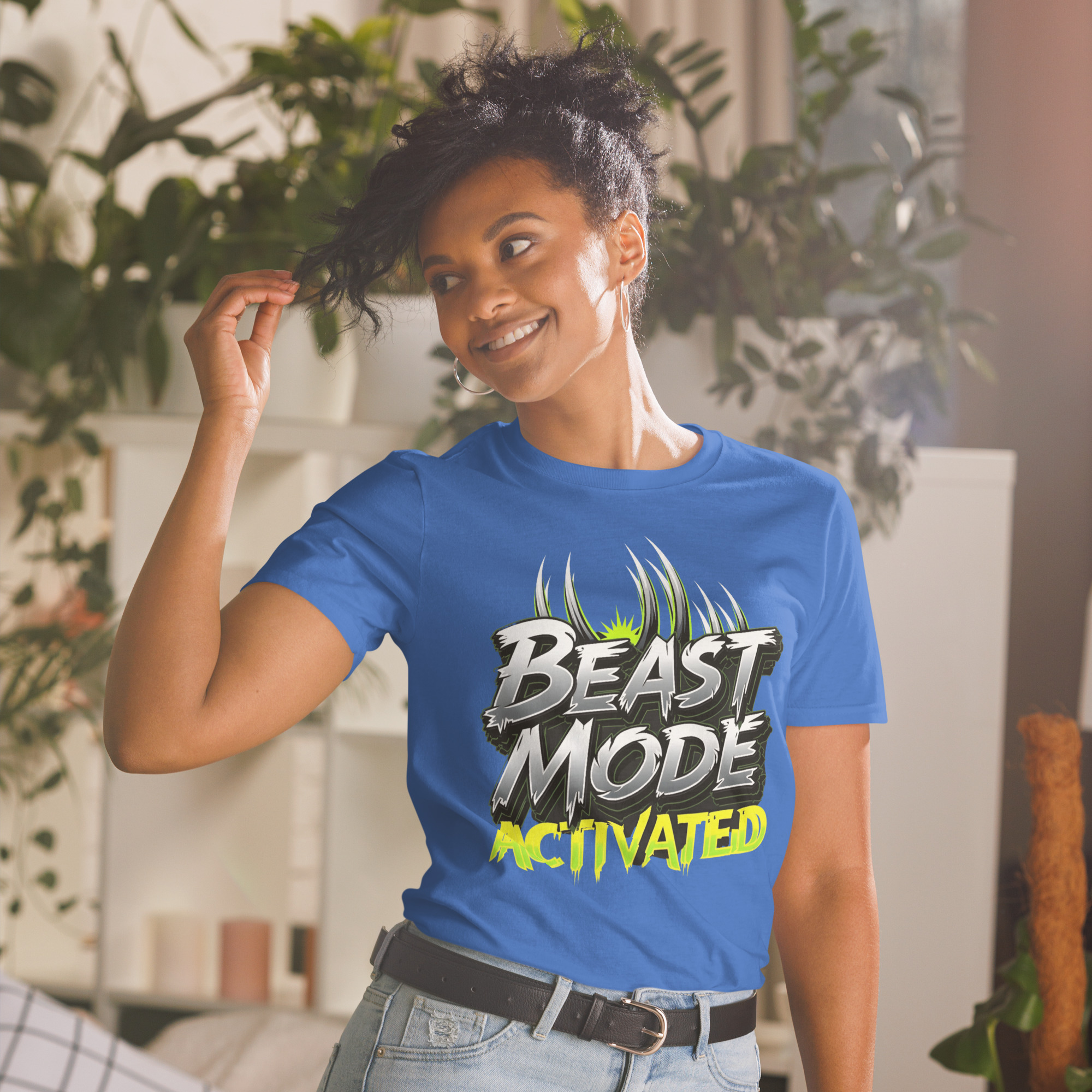 Royal Beast Mode Activated T-Shirt Motivational Graphic Tee Unisex Cotton Shirt
